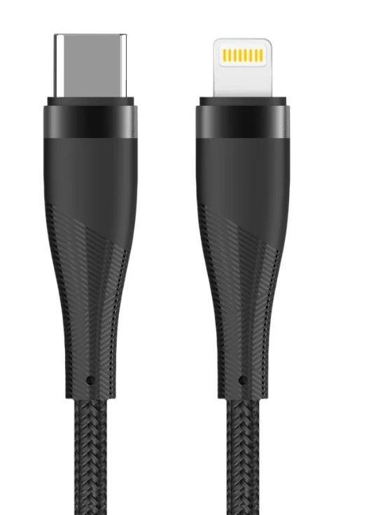 Maxlife MXUC-08 laidas USB-C – Lightning 1,0 m 27W juodas nailoninis