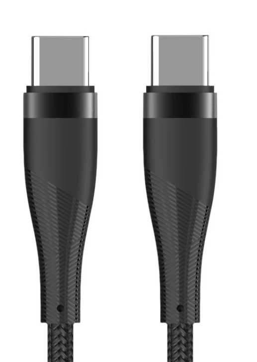 Maxlife MXUC-08 laidas USB-C – USB-C 1,0 m 60W juodas nailoninis