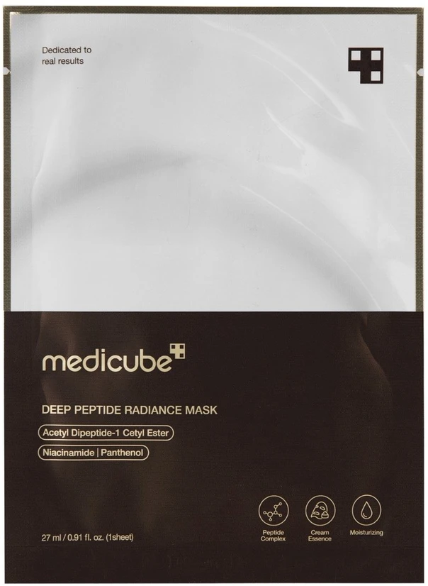 Medicube Deep Peptide Radiance Mask spindesio suteikianti lakštinė veido kaukė su peptidais, 1 vnt.