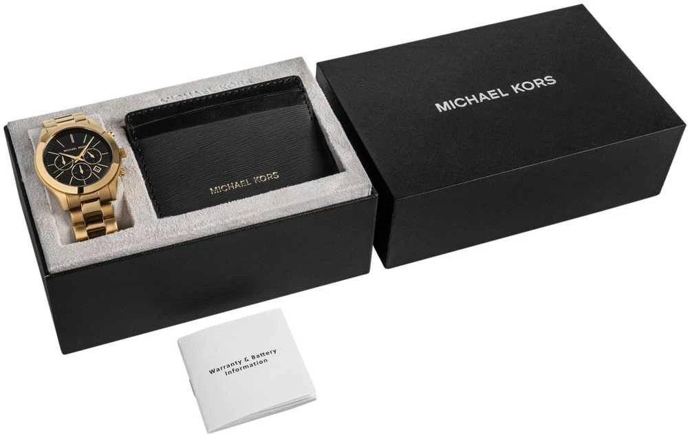Vyriškas laikrodis + Kortelių dėklas MICHAEL KORS MK1076SET + Dėžutė