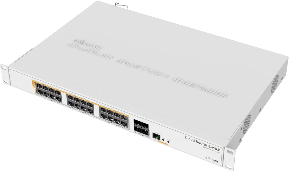 MikroTik | CRS328-24P-4S+RM Gigabit Ethernet POE/POE+ maršrutizatorius/jungiklis | Tvarkoma L3 | Montuojamas ant stovo | Gigabit Ethernet (vario) jungtys kiekis 24x 1GbE | SFP+ jungtys kiekis 4x SFP+ | PoE/Poe+ jungtys kiekis 24 | Maitinimo tipas Vienvietis | 12 mėn.