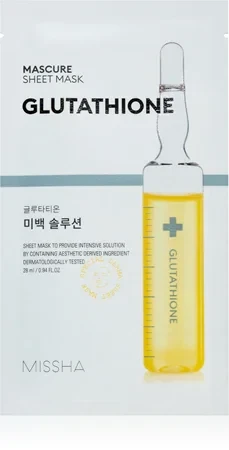 Missha Mascure Glutathione Sheet Mask šviesinamoji lakštinė veido kaukė, 27 ml