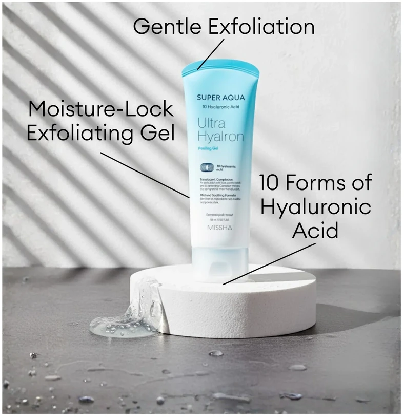 Missha Super Aqua Ultra Hyalron Peeling Gel gelinis veido šveitiklis, 100 ml