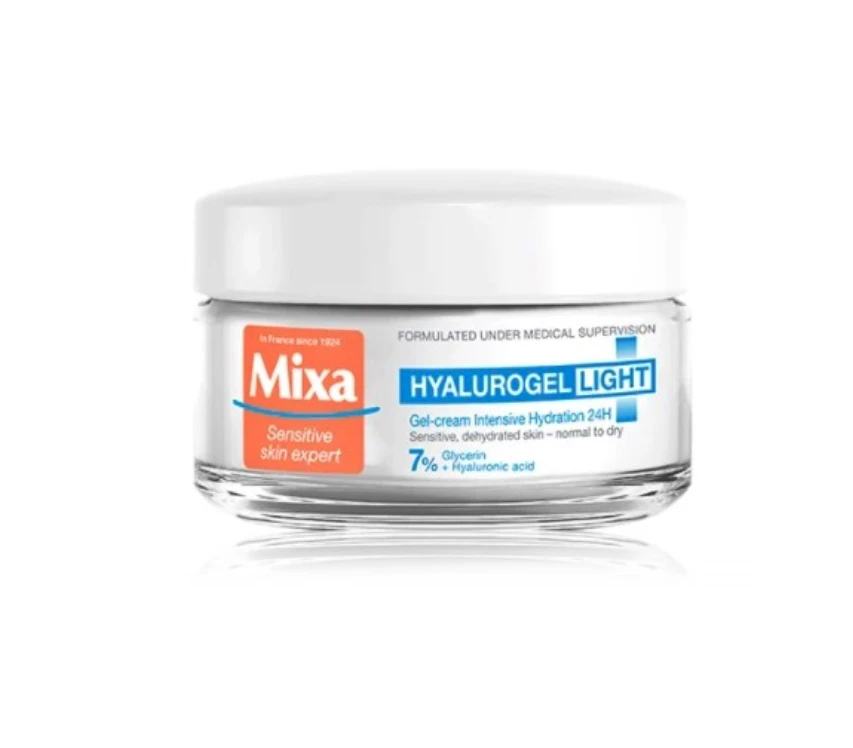 MIXA Ekspert Hyalurogel Light intensyviai drėkinantis gelinis veido kremas, 50 ml