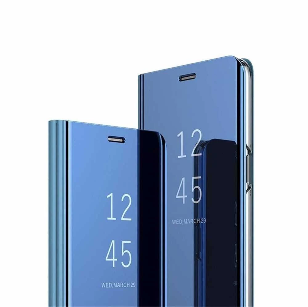 Mocco Clear View atverčiamas dėklas skirtas Samsung Galaxy A42 5G, mėlynas