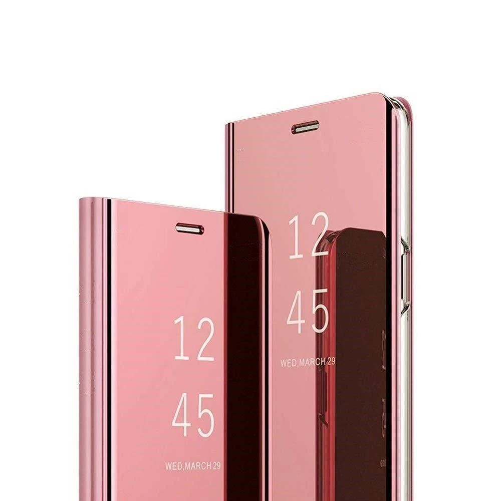 Mocco Clear View atverčiamas dėklas skirtas Samsung Galaxy A42 5G, rožinis