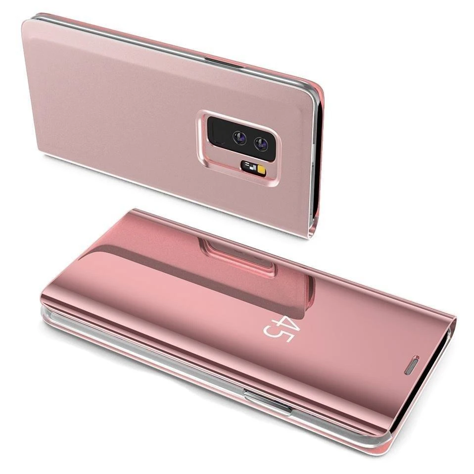 Mocco Clear View atverčiamas dėklas skirtas Samsung Galaxy A42 5G, rožinis