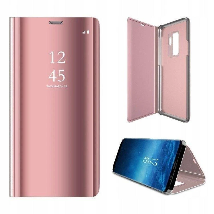 Mocco Clear View atverčiamas dėklas skirtas Samsung Galaxy A42 5G, rožinis
