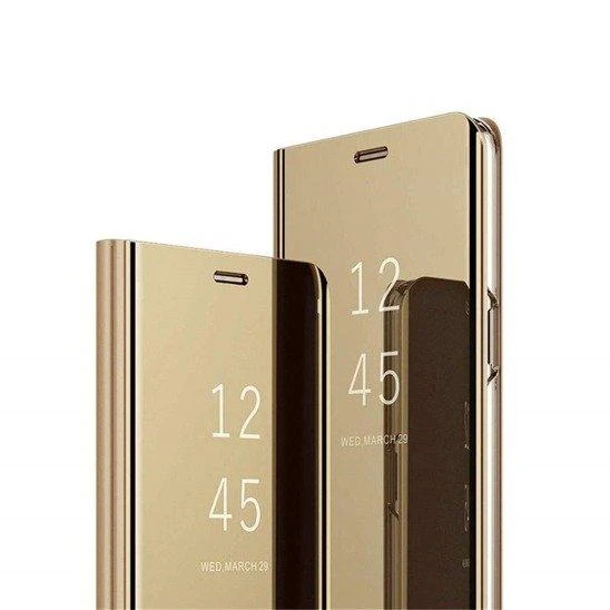 Mocco Clear View atverčiamas dėklas skirtas Samsung Galaxy A22 5G, auksinis