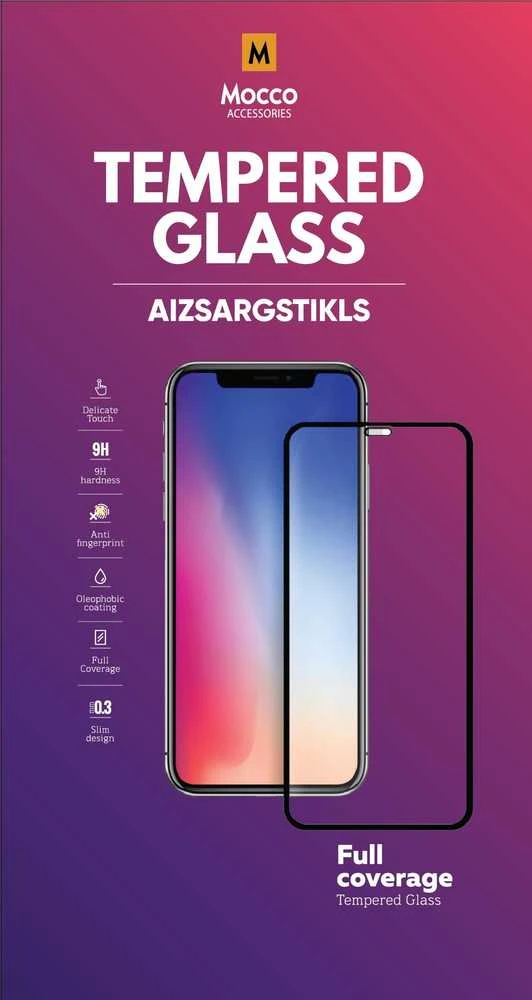 Tempered Glass Grūdinto stiklo „Mocco Full Face 5D“ / visiškai klijuojamas apsauginis stiklas su rėmeliu Huawei Y6 (2019) Juodas