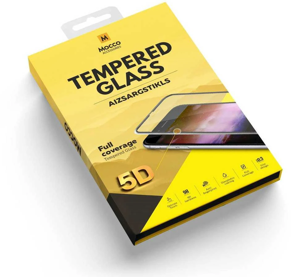 „Mocco Full Glue 5D Signature Edition“ grūdinto stiklo apsauginis stiklas su rėmeliu, visiškai padengiantis visą ekraną Apple iPhone 6 Plus / 6S Plus Juodas