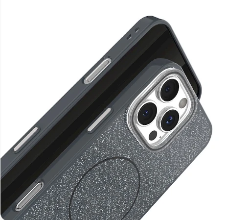 „Mocco“ blizgučiais dengtas plonas „Mag“ galinis dėklas, skirtas „Apple iPhone 17“