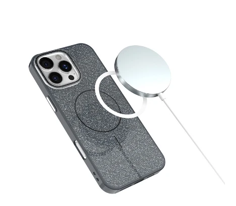 „Mocco“ blizgučiais dengtas plonas „Mag“ galinis dėklas, skirtas „Apple iPhone 17“