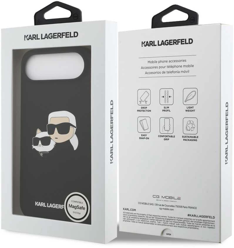 Karl Lagerfeld Liquid Silicone Double Heads MagSafe dėklas skirtas Apple iPhone 17 Air juodos spalvos