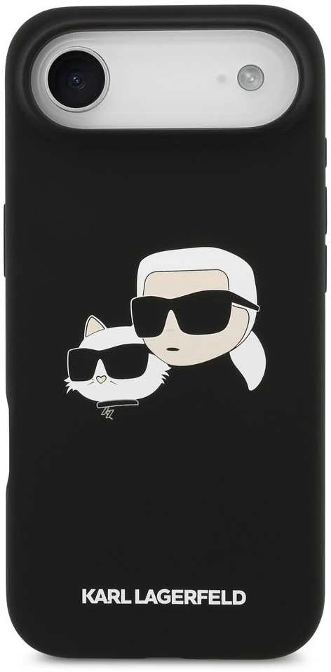 Karl Lagerfeld Liquid Silicone Double Heads MagSafe dėklas skirtas Apple iPhone 17 Air juodos spalvos