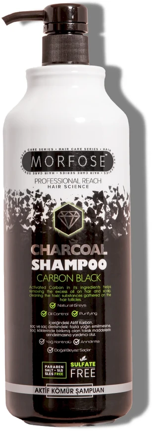 Morfose Charcoal Šampūnas tonuojantis šampūnas su juodąja anglimi, 1000 ml