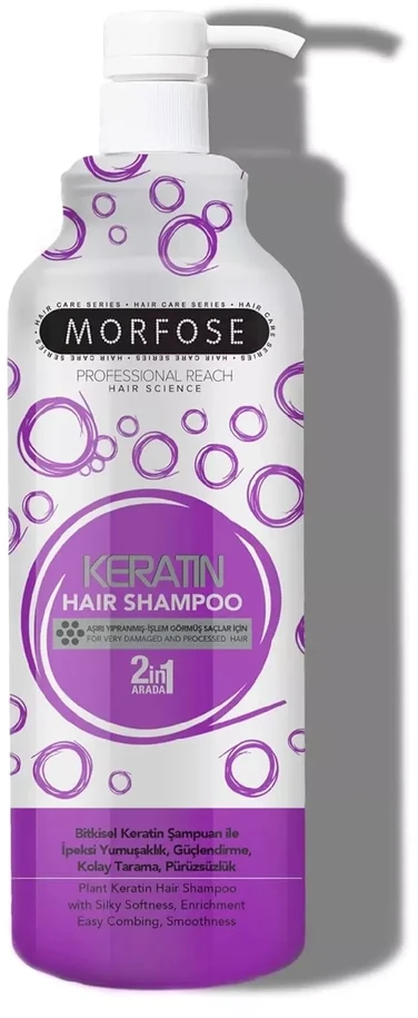 Morfose Keratin Hair Šampūnas šampūnas pažeistiems plaukams, 1000 ml