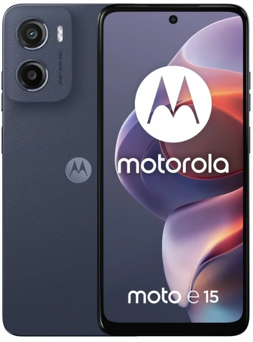 „Motorola Moto E15“ 16,9 cm (6,67 colio) dviejų SIM kortelių „Android 14Go“ leidimas 4G USB C tipo 2 GB 64 GB 5200 mAh Mėlyna