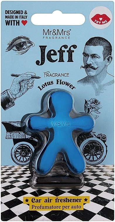 Mr&Mrs Fragrance Mr&Mrs Automobilinis oro gaiviklis JEFF Lotus Flower, Light mėlynas