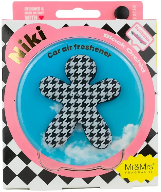 Mr&Mrs Fragrance Mr&Mrs Niki Automobilinis oro gaiviklis JNIKIBX004V00 Kvapas automobiliui, Juodas Orchid, Pied de poule