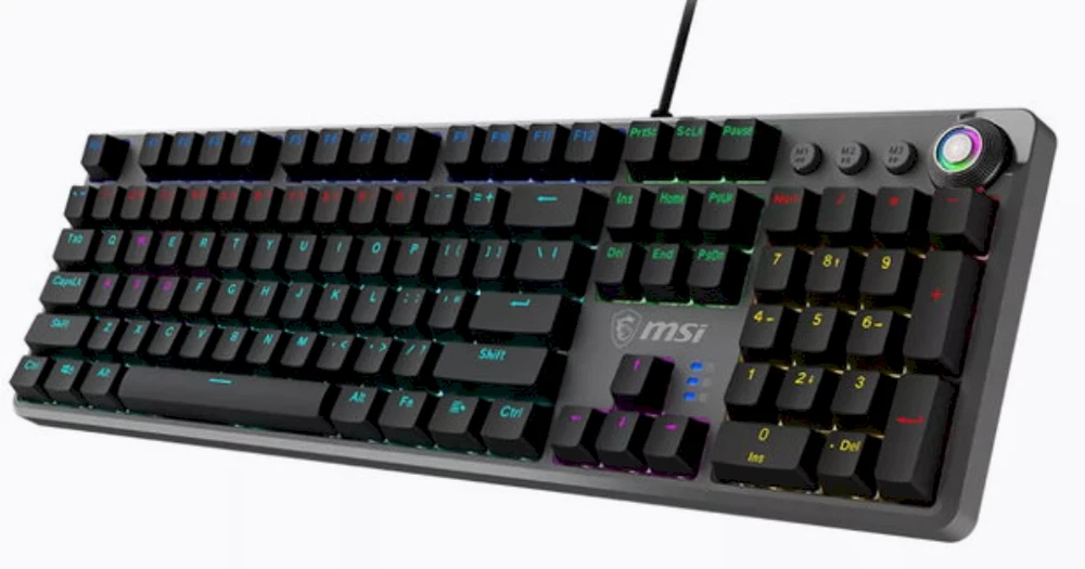 Klaviatūra žaidimams MSI Forge GK320 Raudonas US su laidu mechaninė su pašvietimu juoda