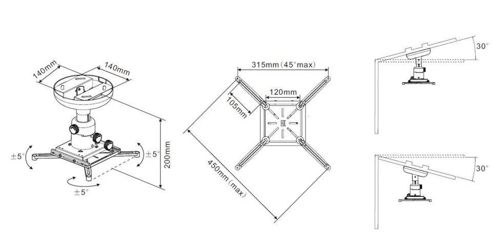 „Multibrackets“ MB projektoriaus lubų laikiklis 200