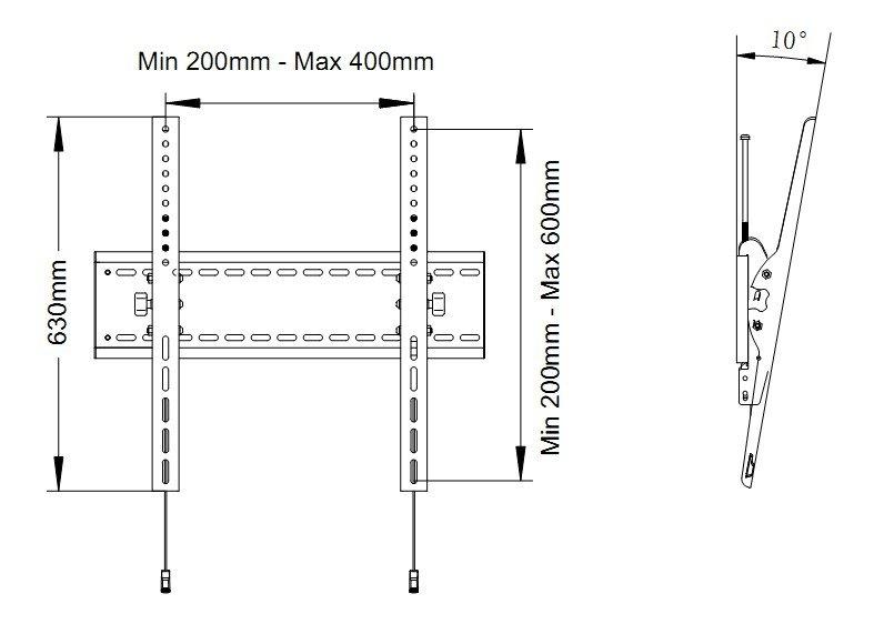 „Multibrackets MB“ universalus sieninis laikiklis, pakreipiamas, SD MAX 800x600, MAX 125 kg