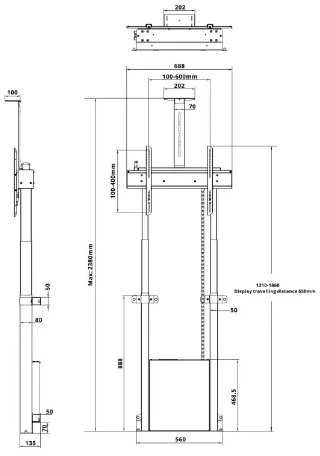 Laikiklis „Multibrackets M“ motorizuotas grindų tvirtinimas 120 kg Juodas su kameros lentyna, 120 kg, 106,7 cm (42"), 2,54 m (100"), 100 x 100 mm, 600 x 400 mm, 1210–1860 mm