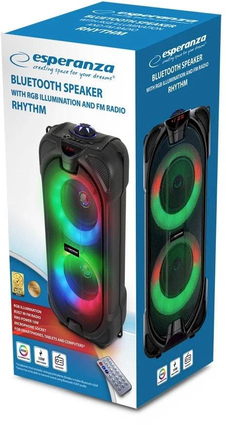 Bluetooth Garsiakalbis - Esperanza EP157 10W FM LED RGB Juodas