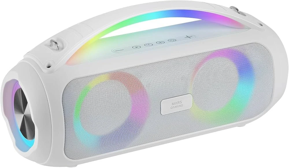 Muzikinis centras Mars Gaming MSPULSEW Nešiojamas vakarėlių garsiakalbis Stereo 50W 5000mAh / baltas