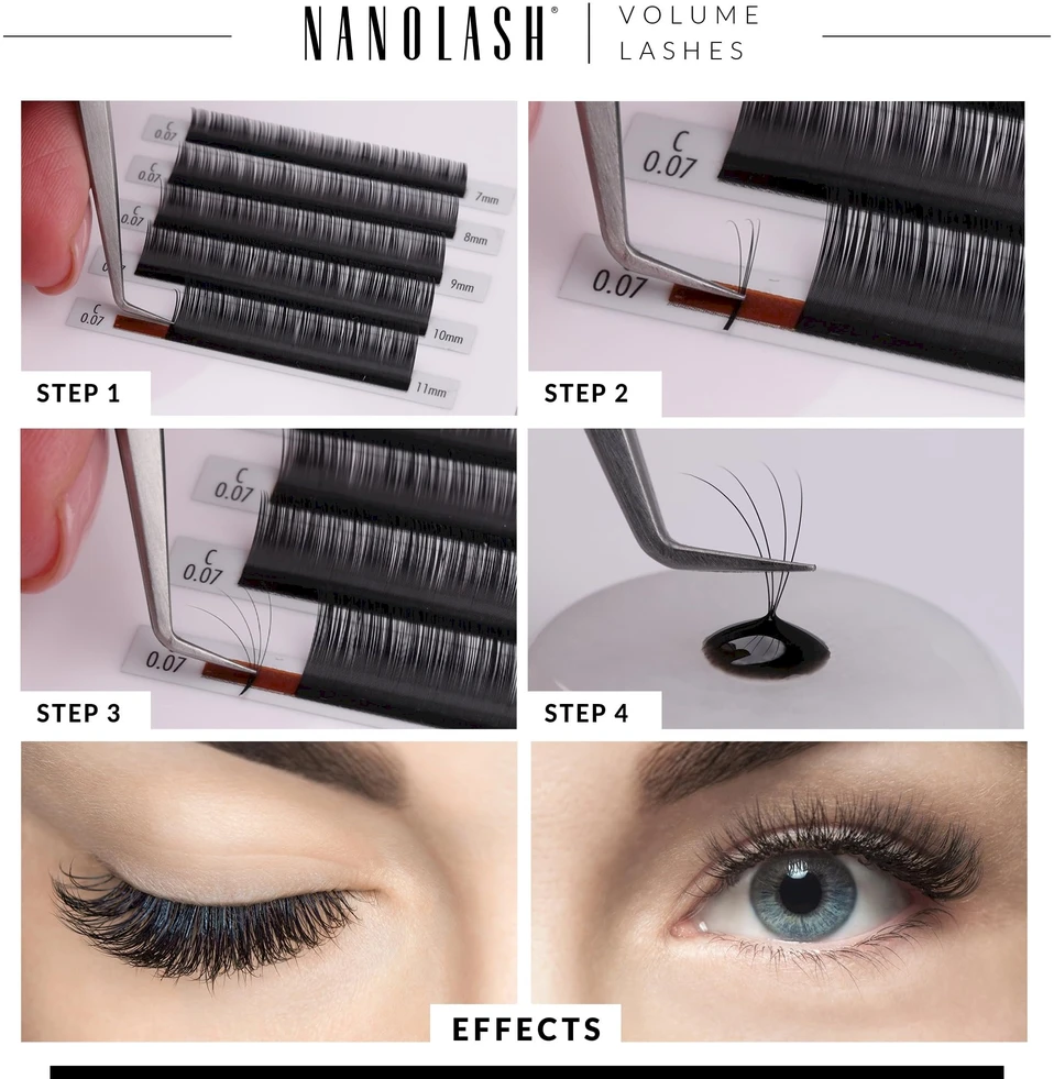 Nanolash Volume Lashes Dirbtinės blakstienos 0,15 C 6-13 Mm 1 U