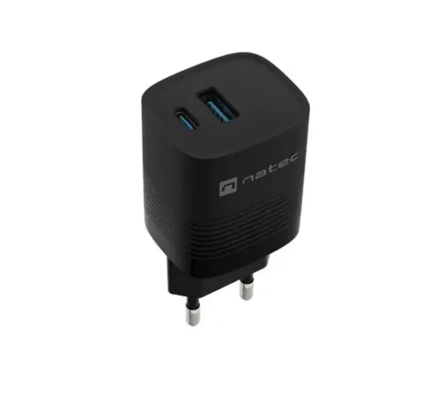 Įkroviklis - NATEC RIBERA GAN 30W USB-A + USB-C Greitas Įkroviklis Juodas