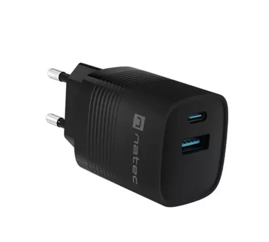 Įkroviklis - NATEC RIBERA GAN 30W USB-A + USB-C Greitas Įkroviklis Juodas