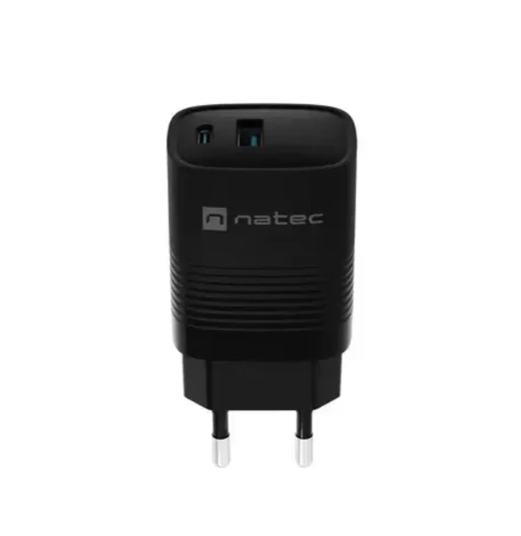 Įkroviklis - NATEC RIBERA GAN 30W USB-A + USB-C Greitas Įkroviklis Juodas