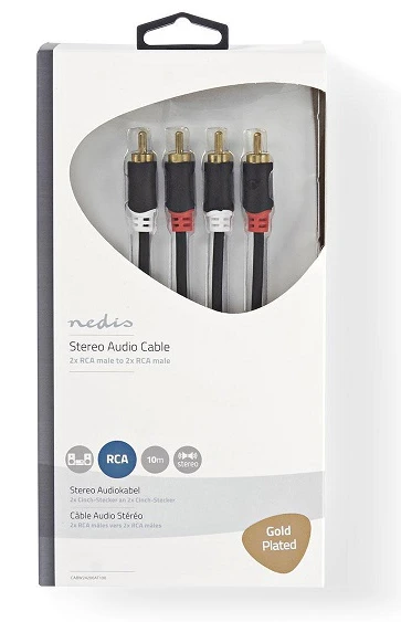 Nedis RCA kabelio pakuotė su auksuotomis jungtimis