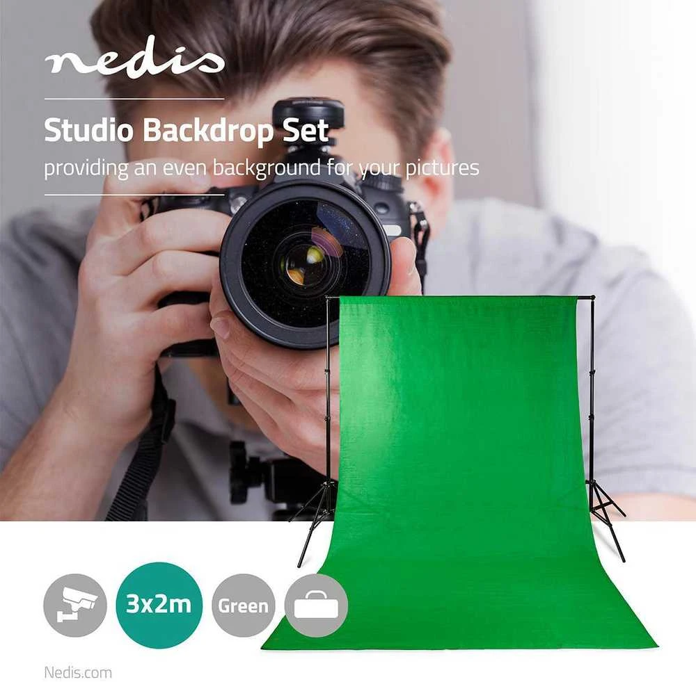 Nedis BDKT10GN fotostudijos fono rinkinys 1,90 x 2,95 m