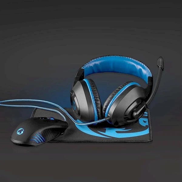 Nedis Gaming Combo Kit| 3 in 1| Ausinės Maus ir Mauspad| Blau Juodas