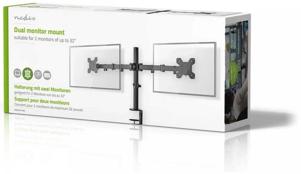 Laikiklis Nedis Dual Ekranas Desk Stand -pöytäjalka kahdelle näytölle