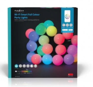 Nedis Išmani LED girlianda, 230Vac, 10,8m, 48 x Ø30mm LED, RGB+, Wi-Fi, TUYA