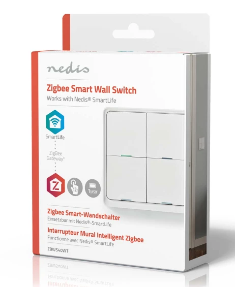Nedis Išmanusis Zigbee SmartLife belaidis sieninis jungiklis, programuojamas, 12 funkcijų, CR2430, baltas
