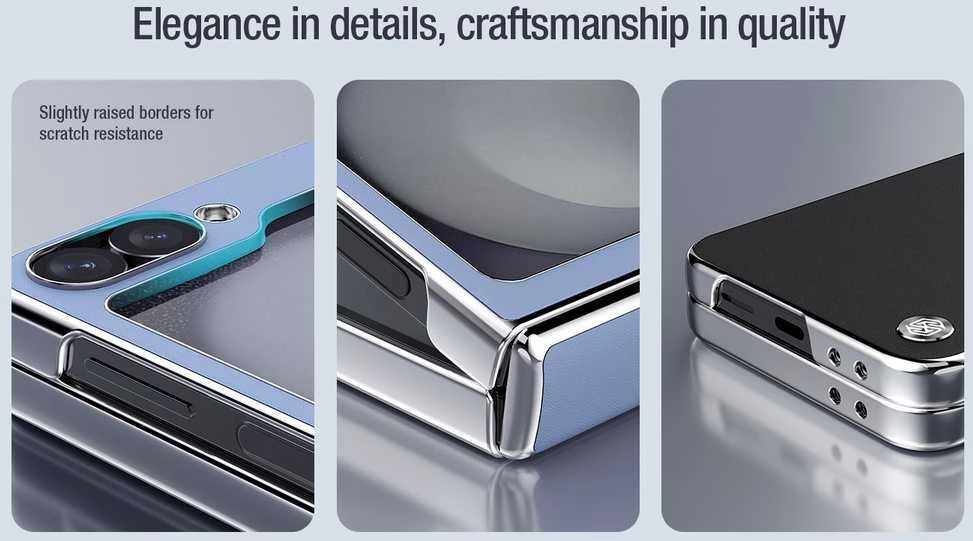 Nillkin CamShield Flip dėklas skirtas Samsung Galaxy Z Flip 6/7 FE baltos spalvos