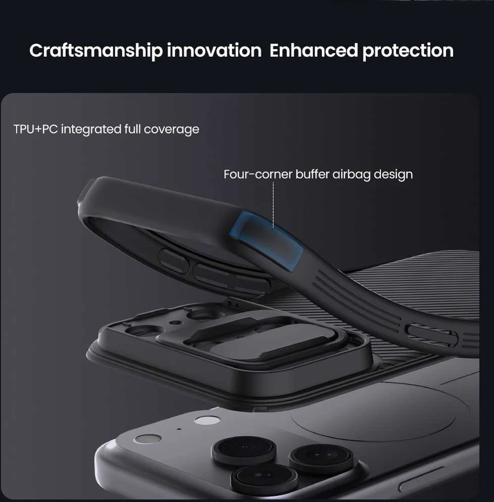 Nillkin CamShield PRO dėklas skirtas Apple iPhone 17 Pro Max juodos spalvos