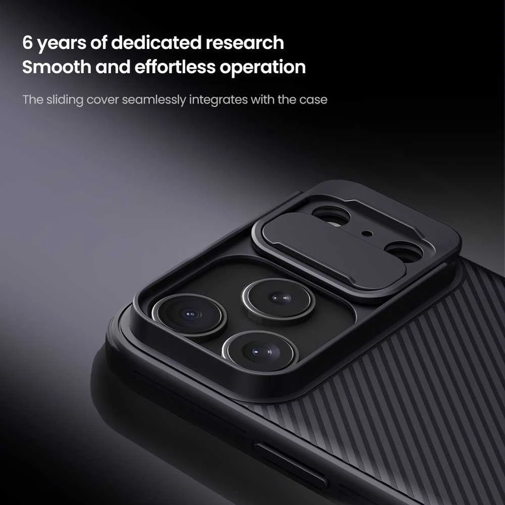 Nillkin CamShield PRO dėklas skirtas Apple iPhone 17 Pro Max juodos spalvos