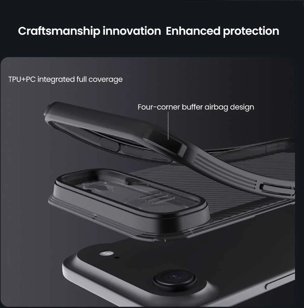 Nillkin CamShield PRO dėklas skirtas Apple iPhone Air skaidrus juodos spalvos
