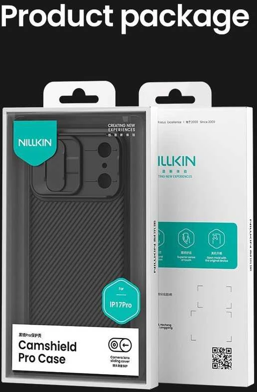 Nillkin CamShield PRO dėklas skirtas Apple iPhone 17 Pro juodos spalvos