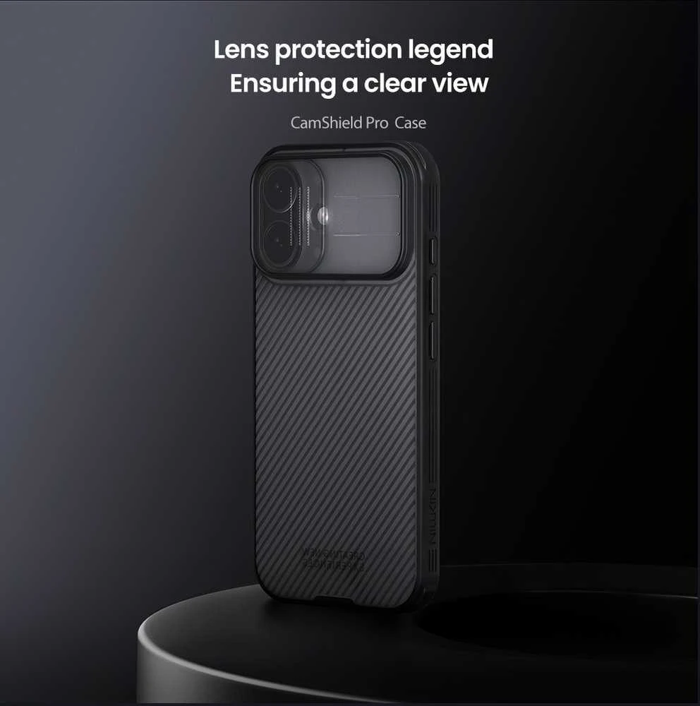 Nillkin CamShield PRO dėklas skirtas Apple iPhone 17 skaidrus juodos spalvos