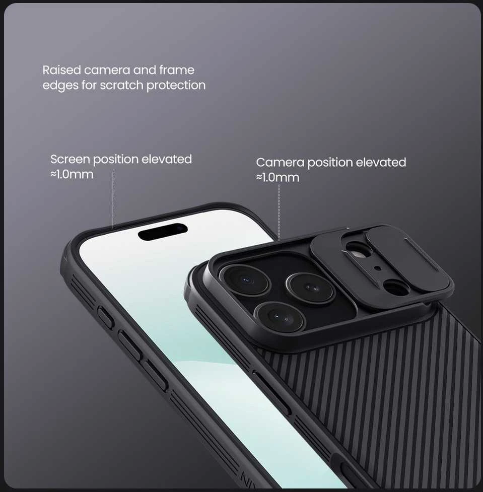 Nillkin CamShield PRO dėklas skirtas Apple iPhone 17 Pro juodos spalvos