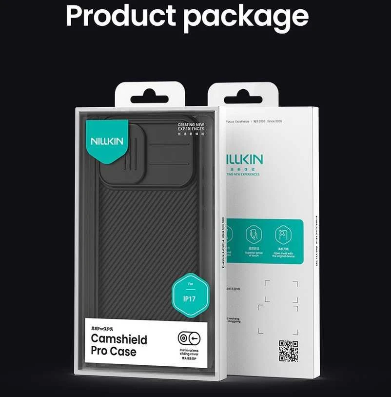 Nillkin CamShield PRO dėklas skirtas iPhone 17 juodos spalvos