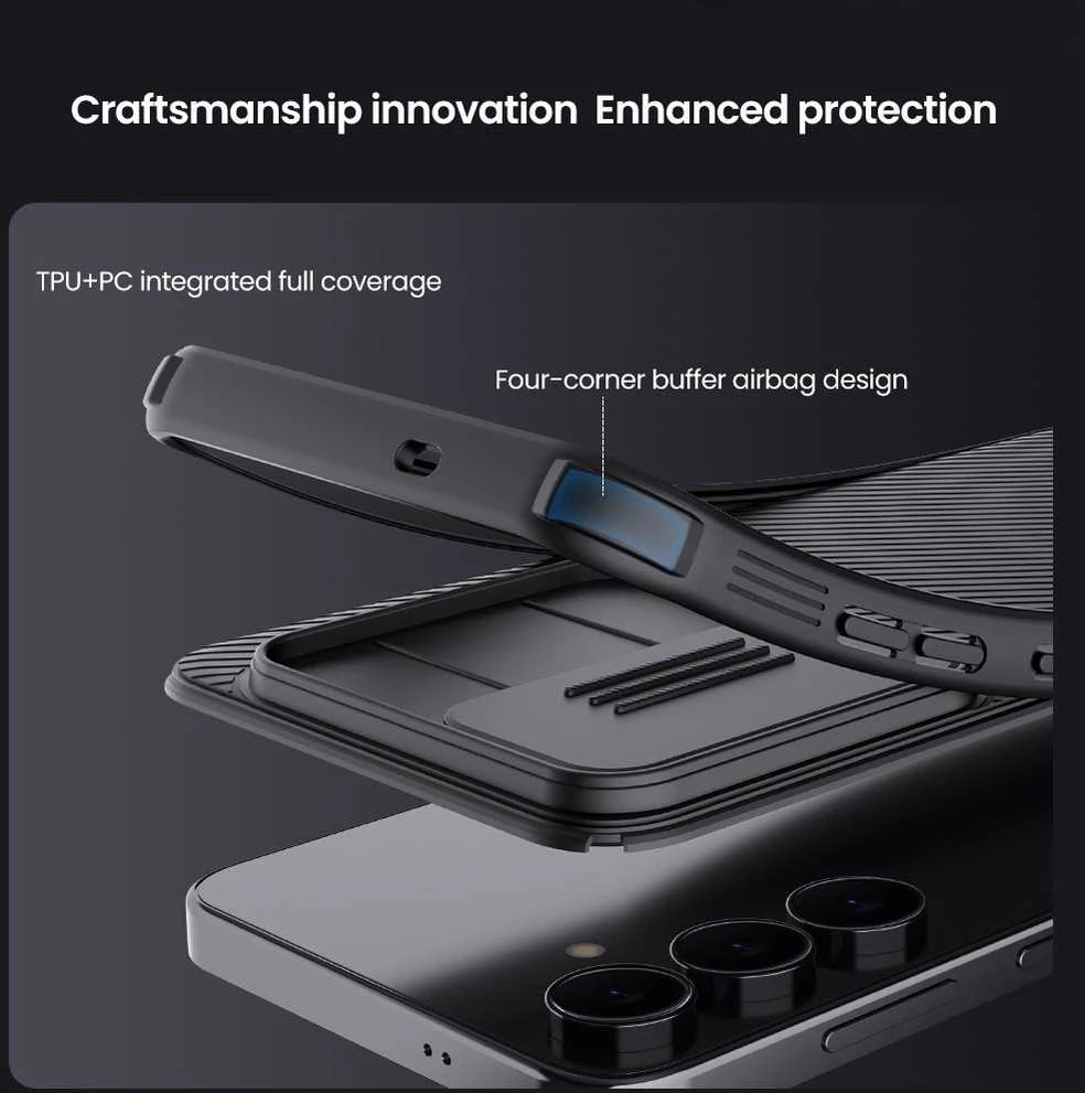 Nillkin CamShield PRO dėklas skirtas Samsung Galaxy S25 FE juodos spalvos