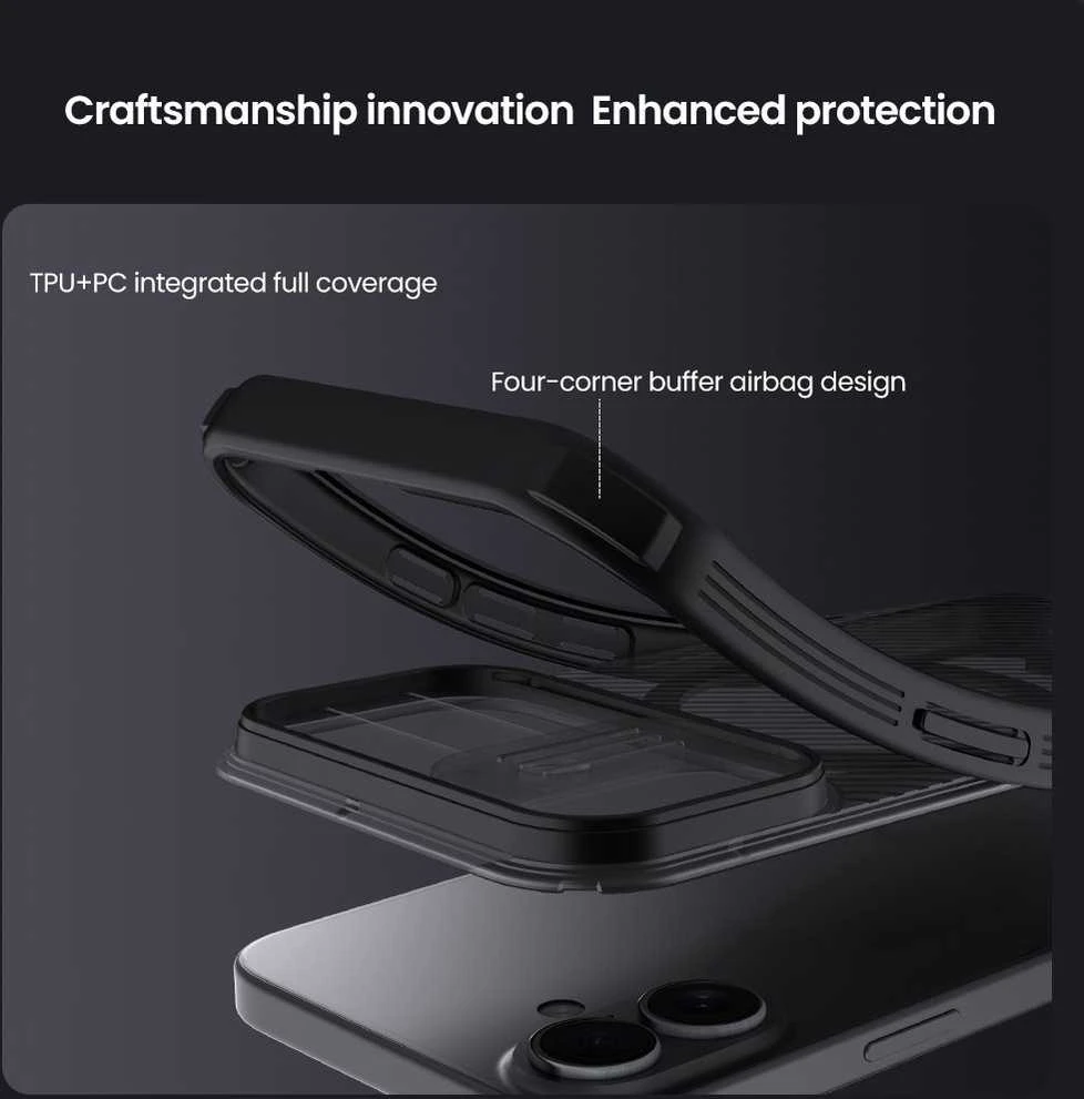 Nillkin CamShield PRO Magnetic Hard dėklas skirtas Apple iPhone 17 skaidrus juodos spalvos